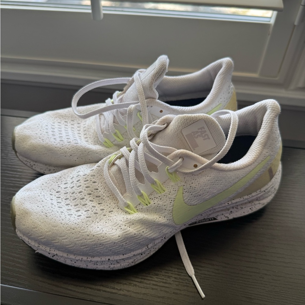 Nike White and Light Green Women's Sneakers